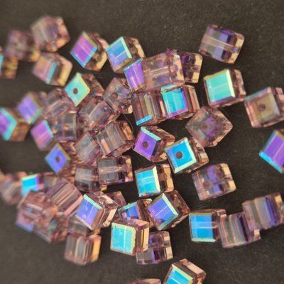 Swarovski Crystal Cube 4mm rosaline AB фото