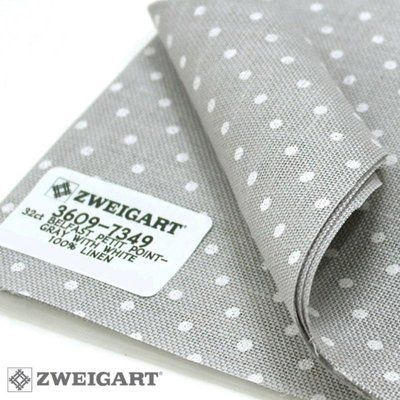 Belfast 32 ct. Zweigart Petit Point / Серый в белый горошек  32 ct 3609/7349 фото